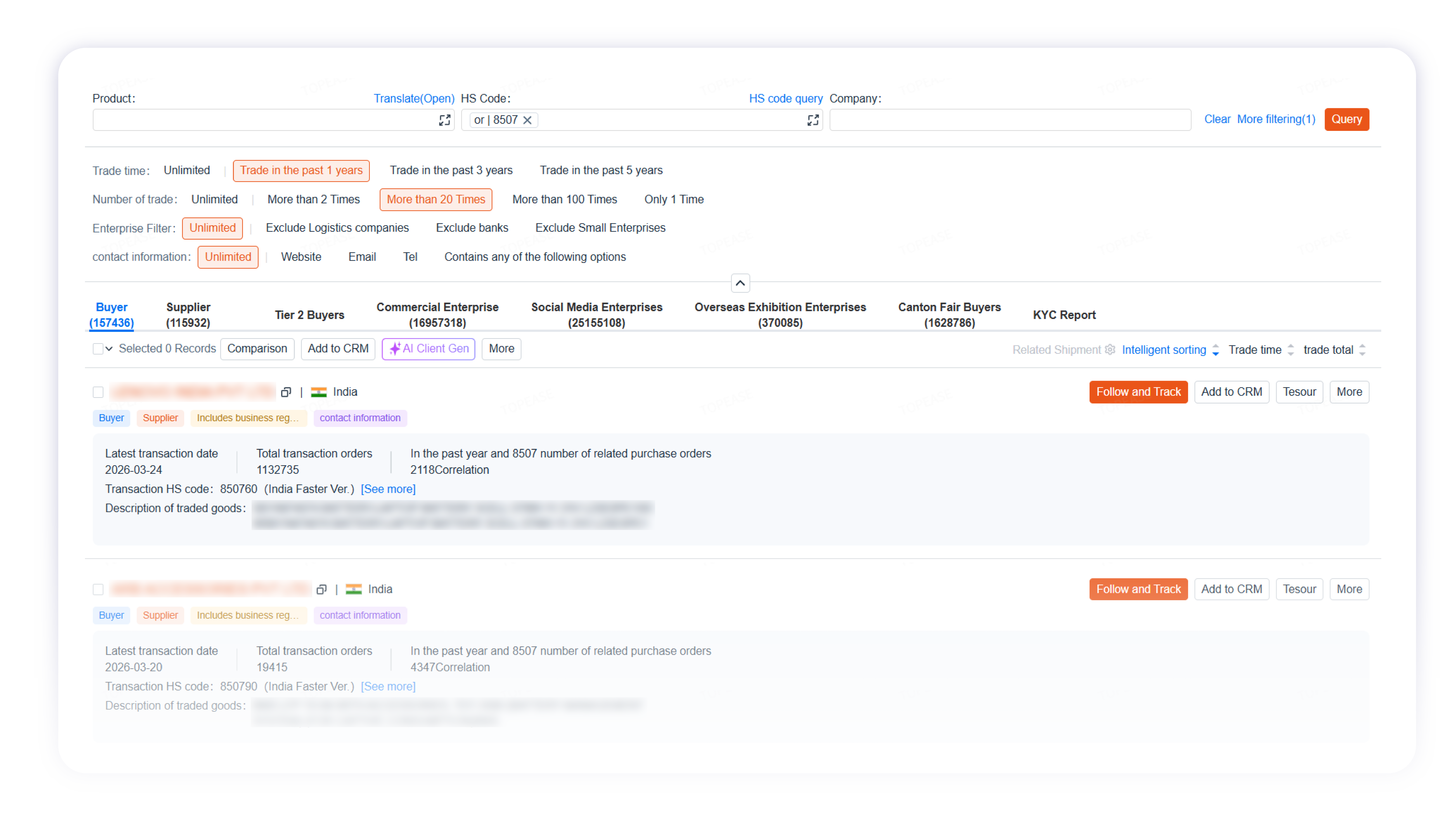 Verified buyer search results